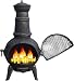 Black 85cm Cast Iron/Steel Chimnea Patio Heater/Cooking BBQ Grill Fire Chiminea