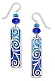 Adajio By Sienna Sky 7277 Blue Silver Swirled Overlay Column Earrings