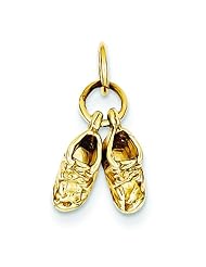 14K Yellow Gold Baby Shoes Charm Family Pendant Jewelry