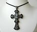 Lady Cameo Cross Pendant Necklace w/ Austrian Jet Crystal Necklace & Suede Leather String Necklace (BRAND NEW)
