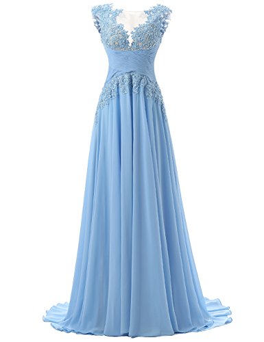 Dresstell　レディーズ　ロング丈　ふんわりシフォン　アップリケ　ビーズ付けの演奏会ドレス　結婚式ドレス　花嫁ウェディングドレス　二次会ドレス　Aライン　パットあり　披露宴ドレス　ステージドレス