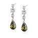 Sterling Silver Olive Cubic Zirconia Briolette Drop Earrings by Cheline