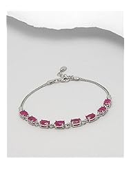 Violet Red (Ruby) CZ Bracelet In 92.5 Sterling Silver