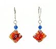 Earrings - E139 - Millefiore Diamonds ~ Red
