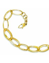 14K Gold Polished and Textured Hollow w/ext. Bracelet 7.5 Inches