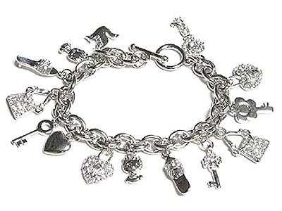Click here to buy GIRLS SILVER PLATED PURSE CHARM BRACELET.