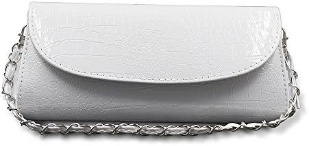 Greatsum Womens Envelope Evening Bag Patent Croc Skin Embossed Party Clutch Purse White