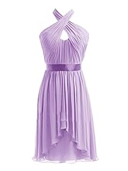 Chiffon Belted Halter Short Evening Dress/Bridesmaid Dress/Prom Dress/Party Dress 