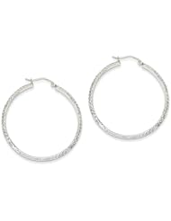 3.5mm, Diamond Cut 14K White Gold Hoop Earrings, 38mm (1 1/2")