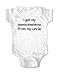 i get My Awesomeness from My Uncle - Funny Baby Clothing Bodysuit (6 Months, White)