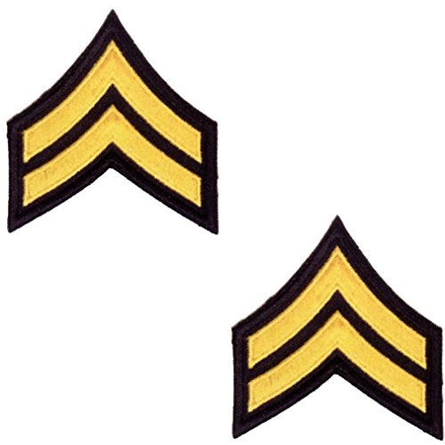 2 CORPORAL CHEVRON POLICE SECURITY GUARD OFFICER UNIFORM PATCH GOLD BLACK