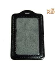 eFuture(TM) 5 PCS X Faux Leather Business ID Badge Card Holder - Vertical (Top Loading) with Slot & Chain Holes-Black +eFutures nice Keyring