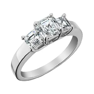 Three Stone Diamond Engagement Ring 1.33 Carat (ctw) in 14K White Gold