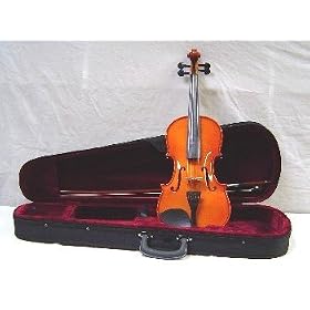 Crystalcello MV400 Ebony 3/4 Size Violin with Carrying Case + Bow + Accessories