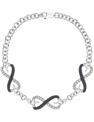 Sterling Silver, Black and White Diamond Infinity Tennis Bracelet (1/4 cttw)