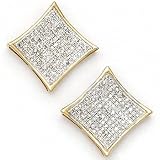 Solid 14K Yellow Gold .50 Carat Micro Pav� Genuine Diamond Earrings