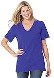 Plus Size Top, In Soft Knit, The Perfect Cotton V-Neck Tee (Grape,1X)