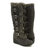 Buckled! Furry Wedge Winter Knee Boots Women Vegan Grey 41LVqMYuzTL. SL160 Buckled! Furry Wedge Winter Knee Boots Women Vegan Grey