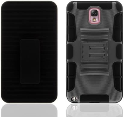 Samsung Galaxy Note 3 Case, By Crazycov Side Stand Cover Case with Holster (grey)