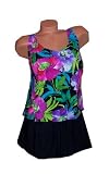 Indigo Bay Swimwear Hip Hider Collection Hawaiian Hibiscus 1-piece Skirtini Swimsuit - Look of 2-piece ~ Sizes 10 thu Plus Size