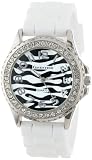 Cerentino Women's CR103-WHT  White Silicone Rubber Zebra Print Dial Watch