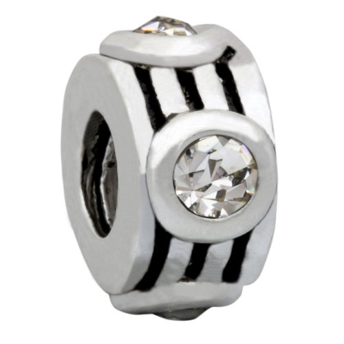 Soufeel Fashion Round Shape White Crystal Circle Silver Plated Style European Charm Beads Fit All Pandora/troll/chamilia Bracelets