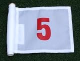 Red Numbered - White Jr. (8 L x 6 H ) Marker Flags For Golf & Putting Green Applications, #5