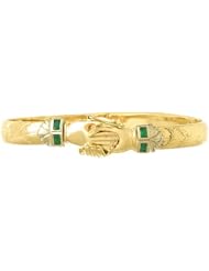 Sterling Silver Bracelet Silver Friendship Bangle W Emeralds