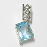 14K Two-Tone Gold Blue Topaz and Diamond Pendant