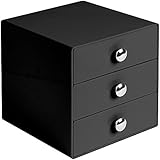 InterDesign 3 Drawer Storage Organizer for Cosmetics, Makeup, Beauty Products and Office Supplies, Black