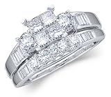 Diamond Engagement Ring Wedding Band Princess Bridal Set White Gold