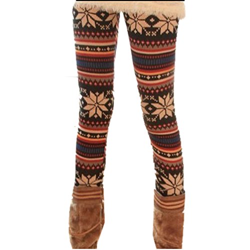 Zeagoo Women's Soft Knitted Warm Multi-patterns Tights Leggings Black