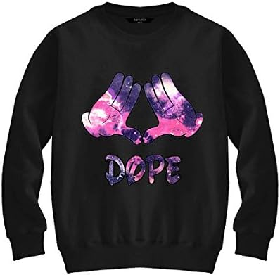 16MVRCH Womens Ladies Novelty Design Printed Sweatshirt (S/M, Dope - Black)