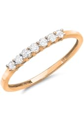0.25 Carat (ctw) 10K Gold Diamond Ladies 7 Stone Anniversary Wedding Band Stackable Ring 1/4 CT