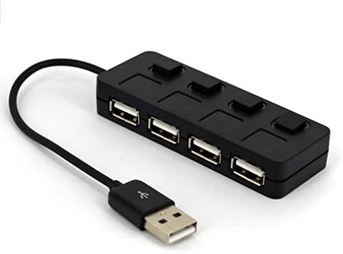 Longtian 4-Port USB 2.0 Hub with Individual ON/OFF Power Switches and LEDs (HB-UMLS) (Black)