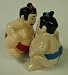 Japanese SUMO WRESTLERS Wrestling SALT & PEPPER Shakers Set New