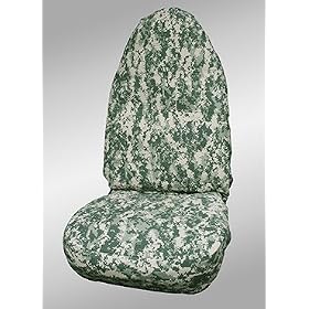 Shear Comfort Custom Pontiac Torrent Seat Covers - FRONT ROW: Low Back Buckets w/ Passenger Fold Flat Seat and Adjustable Headrests (2006-2009) - Digital Camo Green