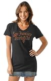MLB Women's San Francisco Giants Short Sleeve V Neck Tee (Black, X-Large)