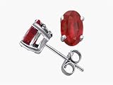 0.50 (1/2) cttw Genuine Oval Ruby Stud Earrings - 14kt White Gold LIFETIME WARRANTY