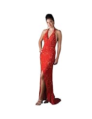 Halter Beaded Slit Polyester/Silk Evening Dress/Prom Dress 