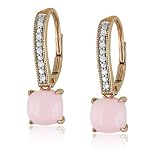 10k Rose Gold Pink Opal and Diamond Fashion Earrings, (.05 cttw, G-H Color, I1-I2 Clarity)