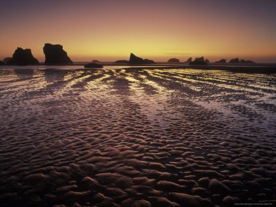 Bandon Beach and Sunset Afterglow, Bandon Beach State Park, Oregon
