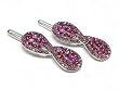 Sparkling Fuscia Ribbon Crystal Hair Accessory Barette Clip Fashion -- Set of 2