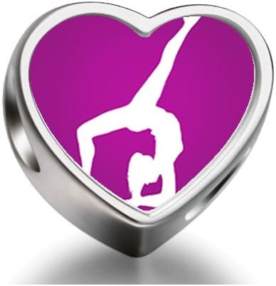 1001love London 2012 Olympics Gymnastics-Artistic Heart Photo Charm Beads