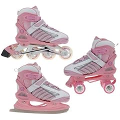 3 in 1 Schlittschuhe Rollschuhe Inliner rosa umbaubar 28-32 33-37 38-42 gr��enverstellbar