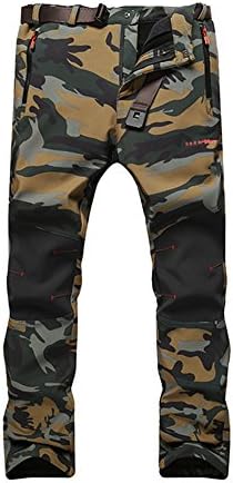 FanMagic Men's Windproof Breathable Stretch Camouflage Fleece Pants Yellow XL