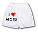 White Boxer Short with I Love Moss