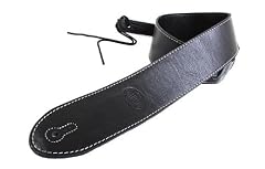 Gaucho Black Leather Stiched Deluxe Guitar Strap for Electric/Acoustic/bass Guitar