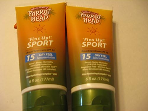 Margaritaville Parrot Head Fins Up Sport Dry Feel SPF 15 Sunscreen Lotion 6 Oz. (Pack of 2)