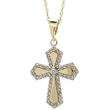 14k Gold 18 in. Chain & 7/8 in. (22mm) tall Diamond Gothic Cross Pendant, w/ 0.31 Carat Brilliant Cut Diamonds